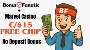 BonusFanatic i Marvel Kasyno 15 darmowych żetonów bez depozytu – promocja z ilustracją mężczyzny