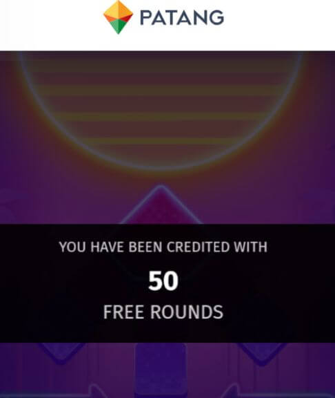 Patang Casino No Deposit Bonus Proof – 50 Free Rounds Credited Patang Casino 50 free rounds credited proof screen showing BONUSFANATIC promo code bonus activation